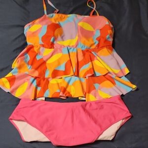 Colorful Ruffled Swimsuit Set